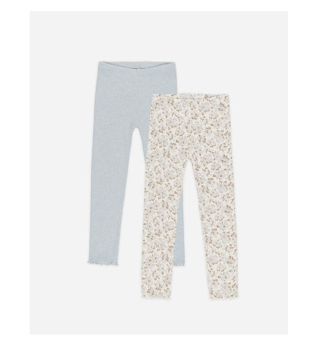 Rylee + Cru Ribbed Legging Set - Blue Ditsy/Light Blue