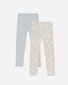Rylee + Cru Ribbed Legging Set - Blue Ditsy/Light Blue