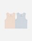 Rylee + Cru Ribbed Tank 2pc Set - Shell/Light Blue