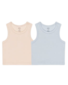 Rylee + Cru Ribbed Tank 2pc Set - Shell/Light Blue