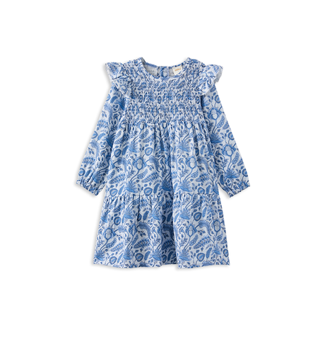Milky Paisley Tiered Dress - Blue Paisley