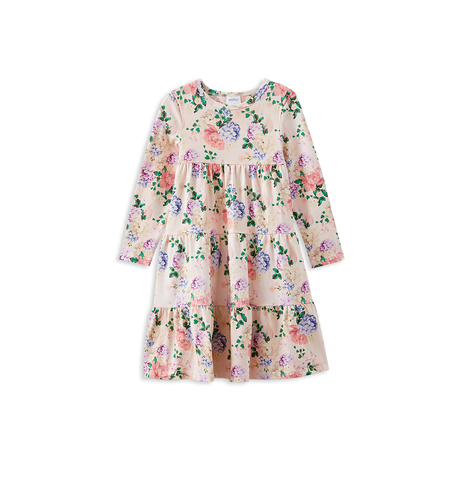 Milky Hydrangea Tiered Dress - Pale Pink