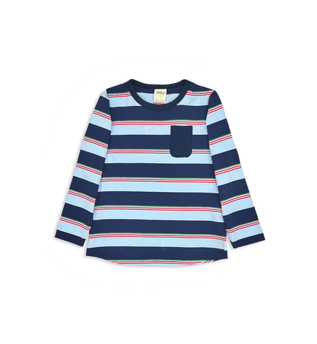 Milky Midnight Stripe Pocket Tee - Midnight / Ice Blue