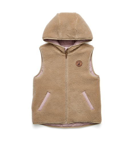 Crywolf Reversible Yeti Vest - Blush/Camel