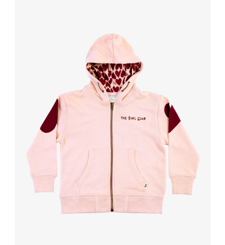 The Girl Club Pink Heart Zip Hood