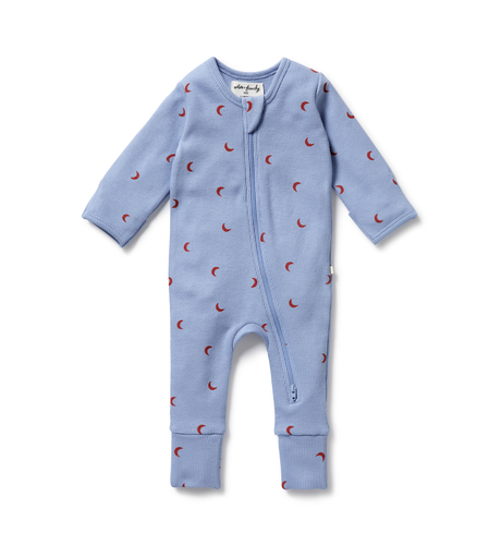 Wilson & Frenchy Hey Moon Organic Waffle Zipsuit