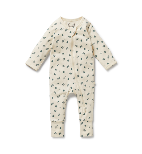 Wilson & Frenchy Twilight Leaf Organic Zipsuit with Feet