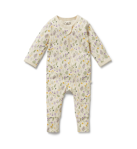 Wilson & Frenchy Bella Floral Organic Zipsuit with Feet