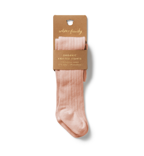 Wilson & Frenchy Pink Organic Ribbed Tights