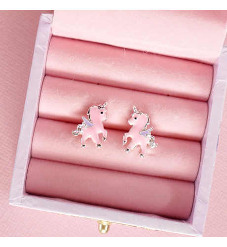 Lauren Hinkley Pink Unicorn Earrings In Trinket Box