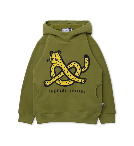 Minti Pretzel Leopard Furry Hood - Olive