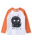 Minti Hello Goodbye Monster L/S Tee - Wht Marle/Orange Marle