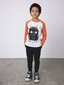 Minti Hello Goodbye Monster L/S Tee - Wht Marle/Orange Marle