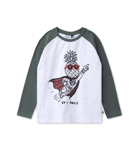 Minti Super Pineapple L/S Tee - White Marle/Forest
