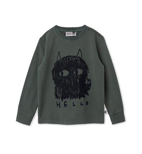 Minti Hello Goodbye Monster L/S Tee - Olive Wash