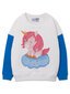 Minti Unicorn On A Cloud Furry Crew - Cream/Bright Blue