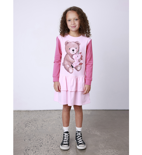 Minti Teddy & Unicorn Dress - Pinks