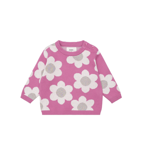 Huxbaby Raspberry Daisy Knit Jumper