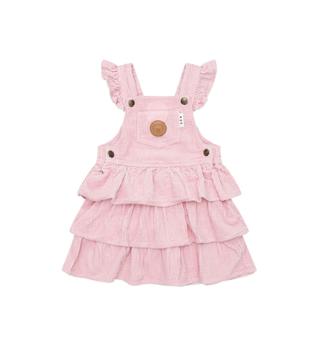 Huxbaby Blush Cord Tiered Overall Dress