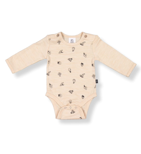 LFOH Riley Merino Bodysuit - Wheat Marle Fruit n Veg