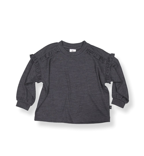 LFOH Eden Frill Merino Top - Iron Marle
