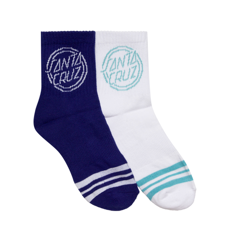 Santa Cruz One Stroke Mid Sock 2Pk (Yth 2-8) - Dark Blue/White