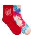 Santa Cruz Moon Dot Outline Mid Sock 2Pk (Yth 2-8) - Turquoise Tdye/Rose