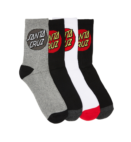 Santa Cruz Classic Dot Crew Sock 4 Pk (Yth 2-8) - Multi