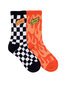 Santa Cruz Flaming Stack Crew Sock 2 Pk (Yth 2-8) - Orange Flame/Blk Chk