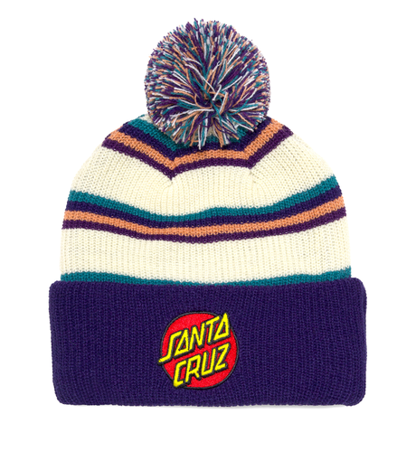 Santa Cruz Classic Dot Patch Bobble Beanie - Cream Stripe