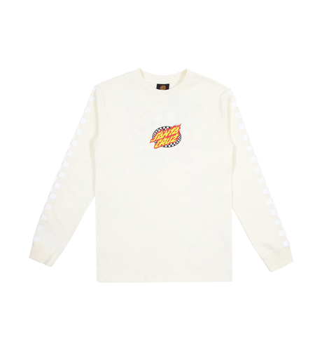 Santa Cruz Goal Flame Check L/S Tee - Cream