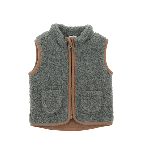 Bebe Mateo Baby Zip Up Fleece Vest - Sage