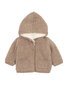 Bebe Knitted Baby Hooded Jacket - Biscuit