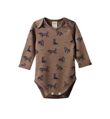 Nature Baby Merino L/S Bodysuit - Foxy Print