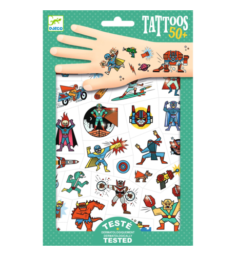 Djeco Heroes vs Villians Temp Tattoos