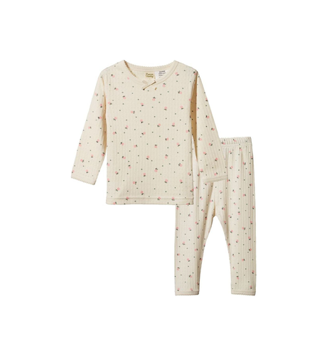Nature Baby 2Pc L/S Pyjama Set Pointelle - Posey Blossom Print