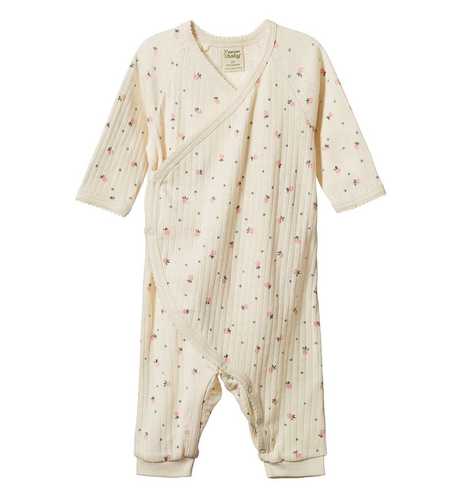 Nature Baby Kimono Stretch & Grow Pointelle - Posey Blossom Print