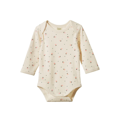 Nature Baby L/S Bodysuit Pointelle - Posey Blossom Print