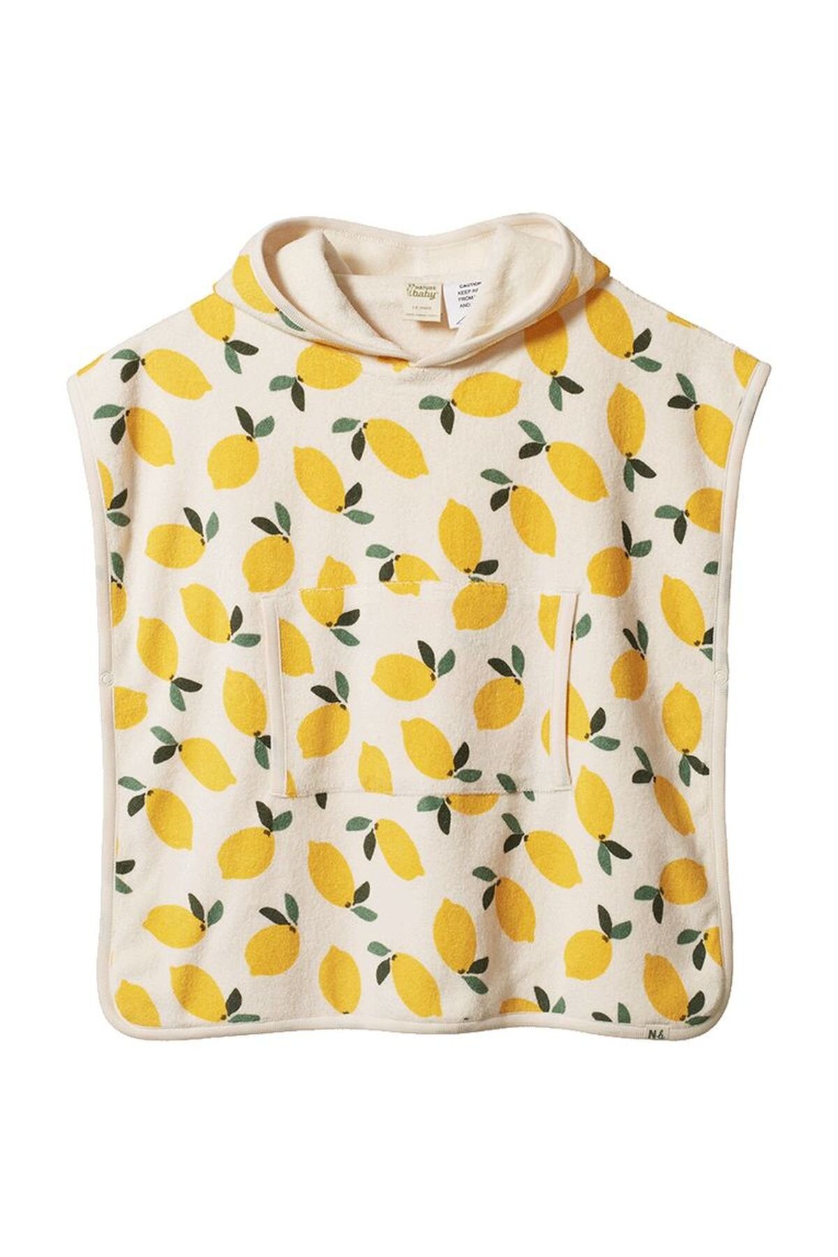 Nature Baby Org Cotton Hooded Towel Lemon Print Terry BABY