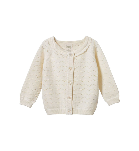 Nature Baby Piper Cardigan - Natural Pointelle