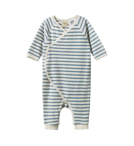 Nature Baby Kimono Stretch & Grow Terry - Powder Blue Sailor Stripe