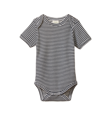 Nature Baby Short Sleeve Bodysuit - Navy Stripe