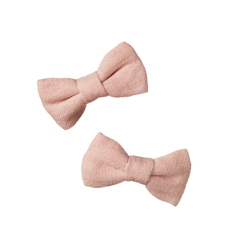 Nature Baby Bow Hair Clips 2 Pack - Rose Dust Crinkle