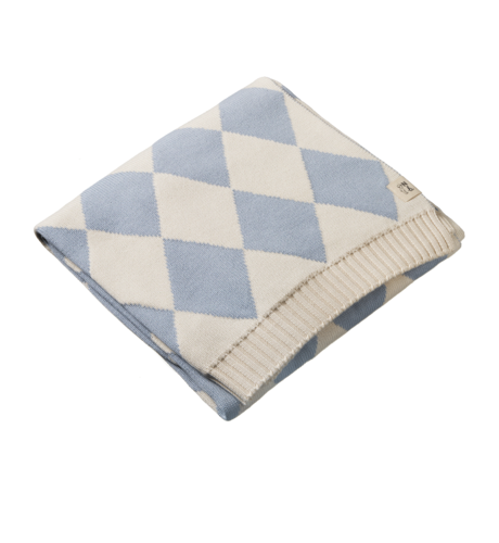 Nature Baby Dune Cot Blanket - Blue Diamond Knit