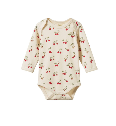 Nature Baby L/S Bodysuit - Strawberry Blush Print