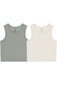 Rylee + Cru Ribbed Tank 2pc Set Natural/Eucalyptus