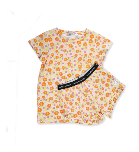 Hello Stranger Girls Summer PJ's - Orange Floral