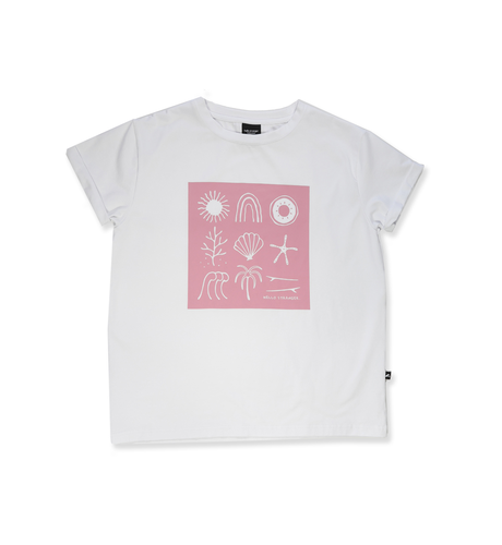 Hello Stranger Sea Shell Bailey Tee - White / Pink