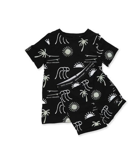 Hello Stranger Boys Summer PJ's - Black Wave
